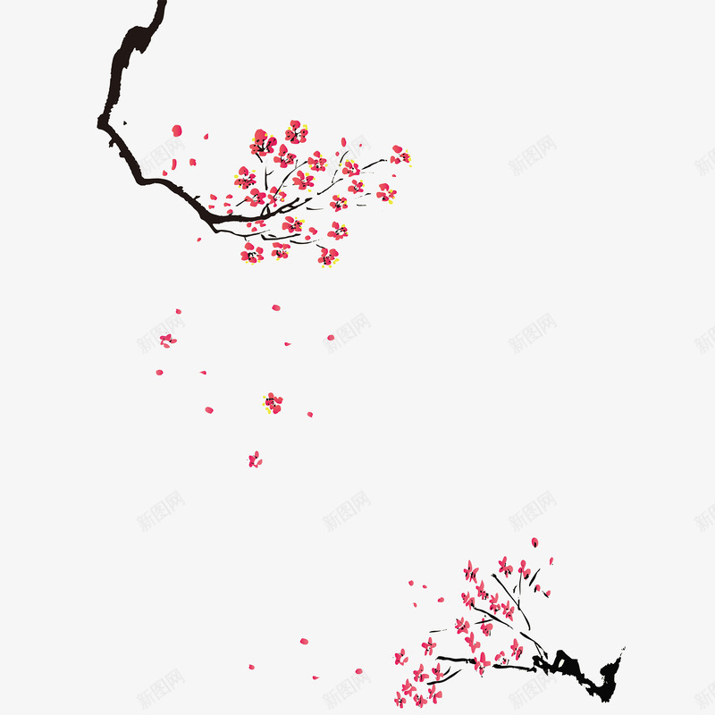 手绘梅花花卉落花png免抠素材_新图网 https://ixintu.com 手绘 手绘落花 梅花 梅花落花 花卉 花瓣 落花