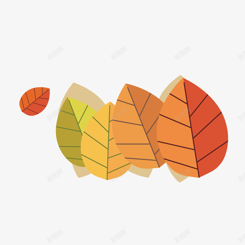 秋季落叶植物png免抠素材_新图网 https://ixintu.com 卡通叶子 秋季落叶 红色树叶 背景装饰 黄色