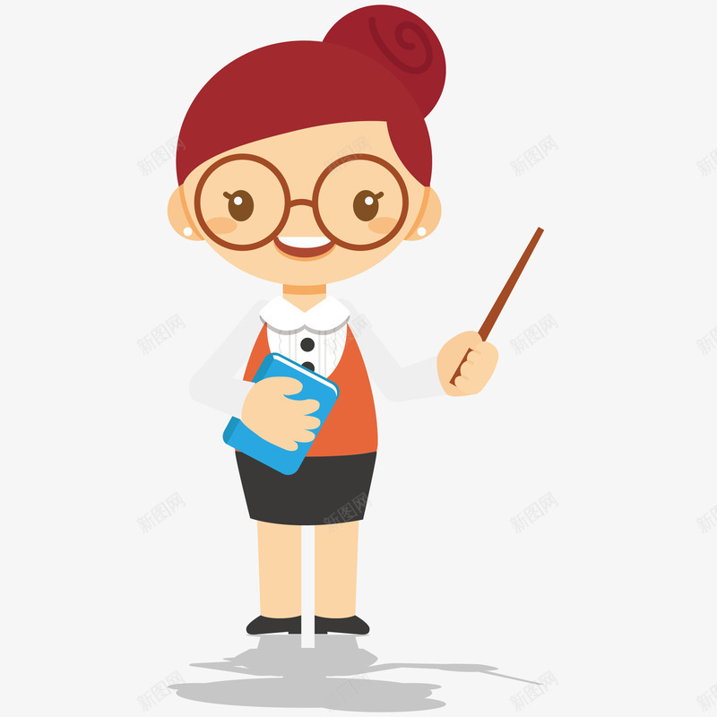 彩色女教师插画矢量图ai免抠素材_新图网 https://ixintu.com 儿童教育 免抠PNG 女教师 彩色女教师矢量插画 教师节 教育 眼镜 矢量图