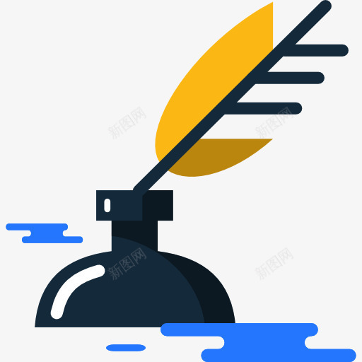 羽毛笔图标png_新图网 https://ixintu.com 写教育 墨水 工具和用具 羽毛笔