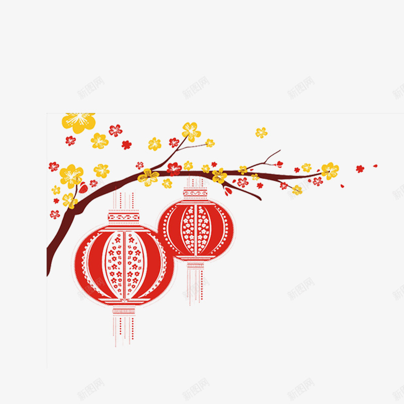 节日梅花灯笼png免抠素材_新图网 https://ixintu.com 传统 剪纸 梅花 灯笼 节日