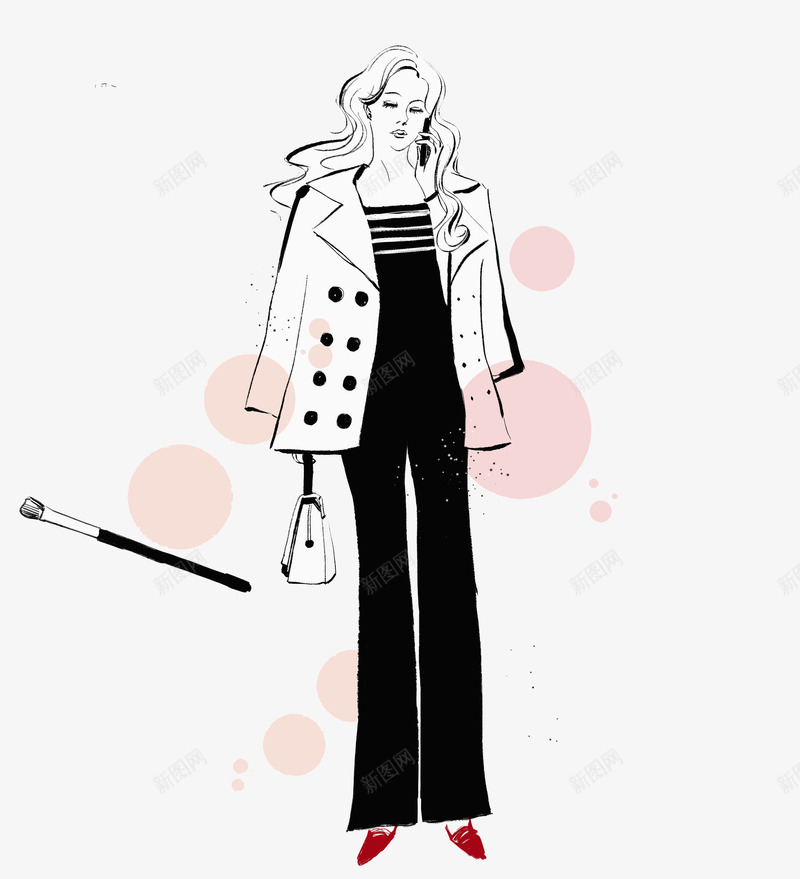时尚模特png免抠素材_新图网 https://ixintu.com 女性 时尚都市 服饰穿搭 模特 水彩手绘人物 线条