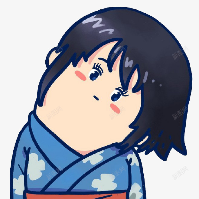 日本女生歪头png免抠素材_新图网 https://ixintu.com 卡通 女生 日本 歪头