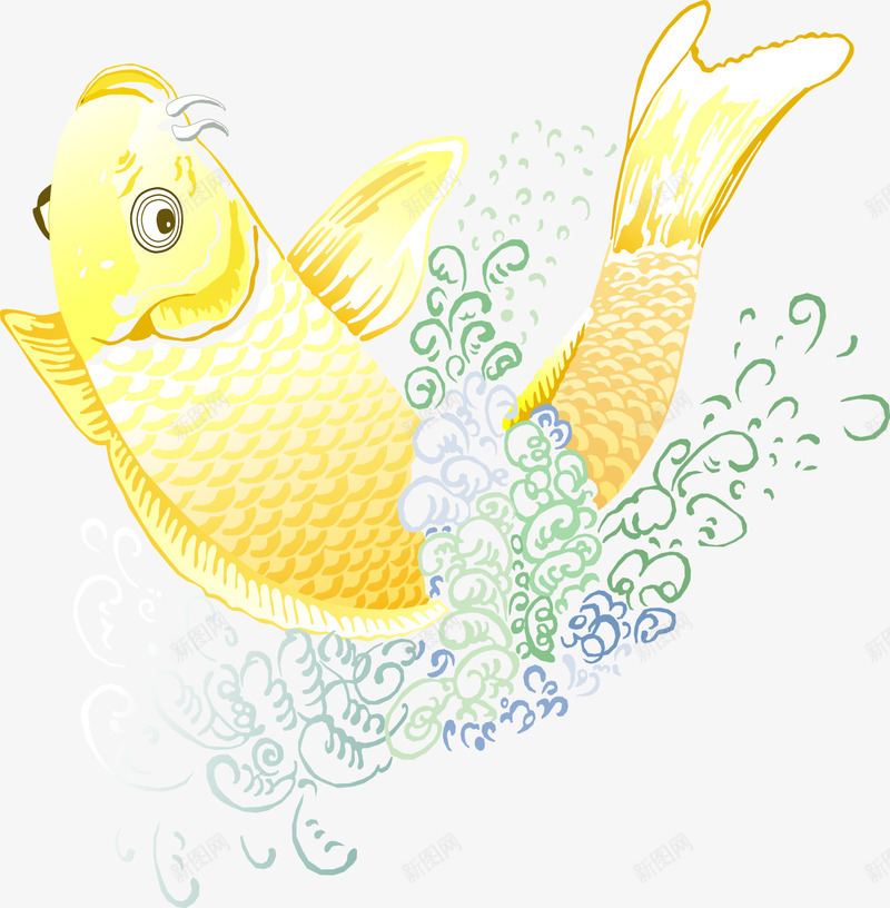 黄色卡通锦鲤png免抠素材_新图网 https://ixintu.com 创意 卡通 可爱 手绘 日本锦鲤 海洋 海洋生物 海鲜 矢量动物 立体 锦鲤 鱼 鲤鱼