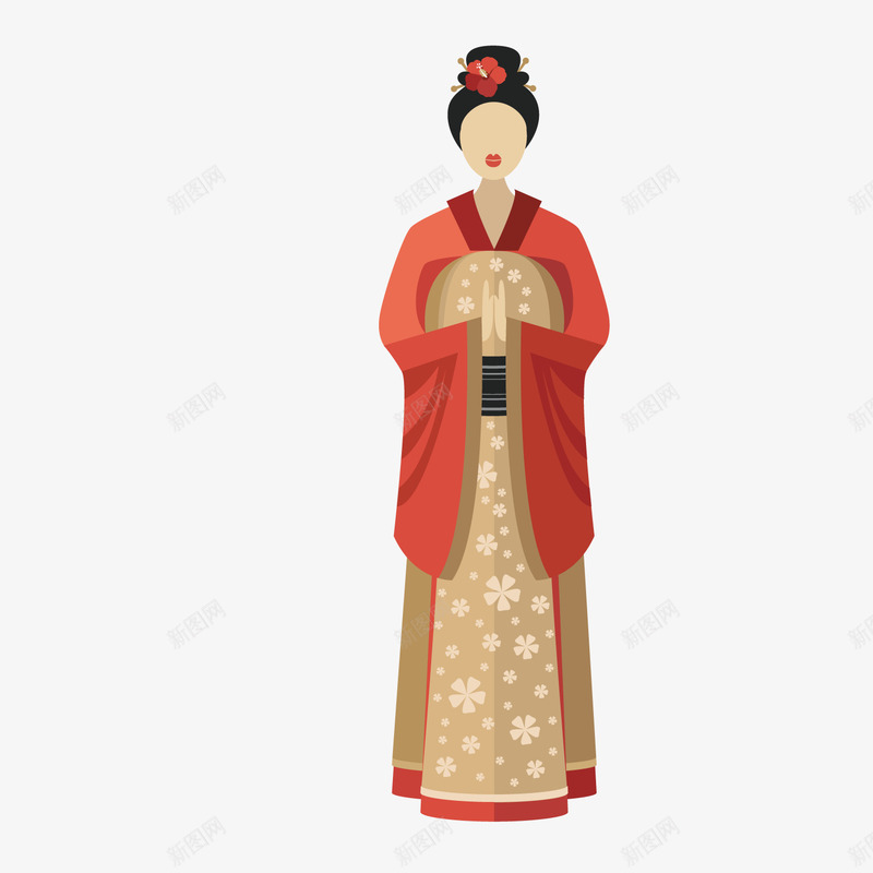红色日本卡通插画矢量图ai免抠素材_新图网 https://ixintu.com 卡通 扁平化 插画 日本 渐变 红色 装饰 矢量图