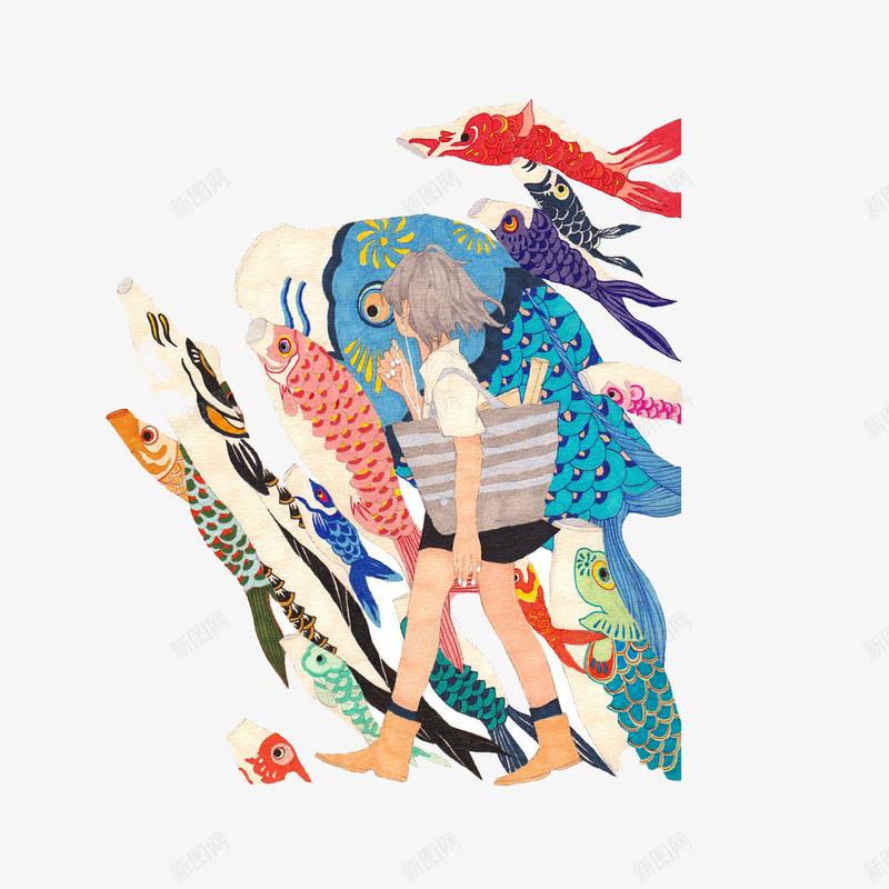 创意吉祥图案png免抠素材_新图网 https://ixintu.com 吉祥 图案 扁平化 梅花鹿 熊猫 金鱼