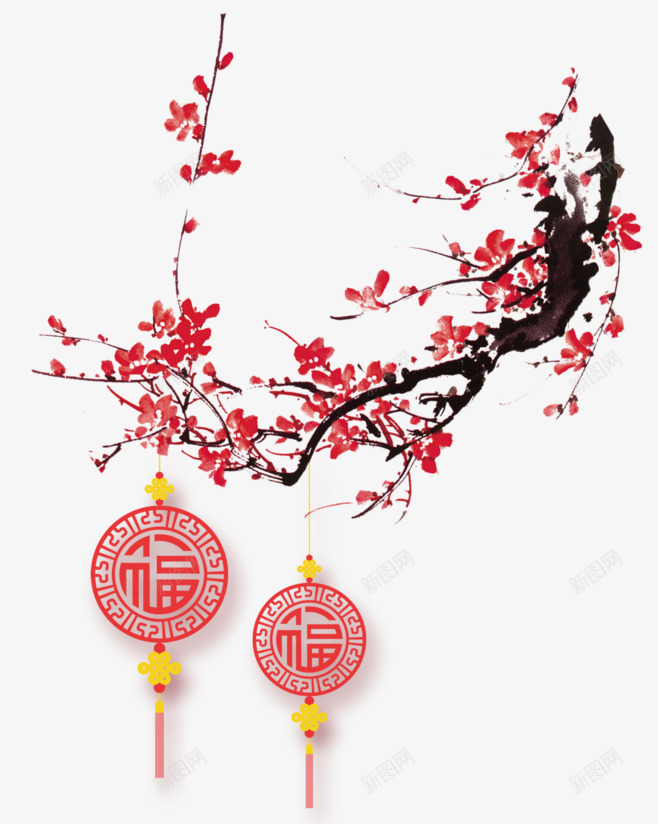 春节梅花福字结png免抠素材_新图网 https://ixintu.com 春节 梅花 福字 结