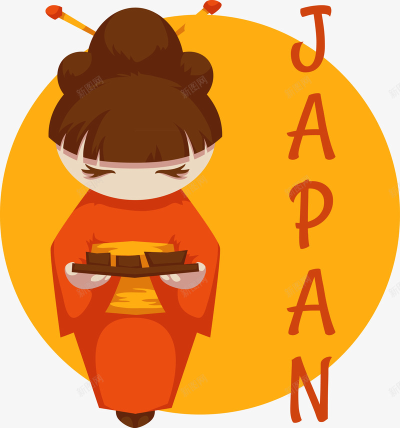 日本艺妓矢量图ai免抠素材_新图网 https://ixintu.com 卡通 多才多艺 日本 艺妓 矢量图