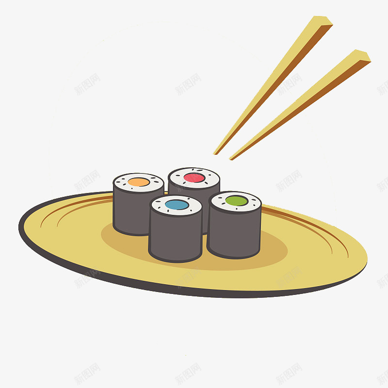 日本饮食插图可爱寿司卷png免抠素材_新图网 https://ixintu.com 可爱 寿司卷 小卷 日本 筷子 紫菜卷 饮食插图