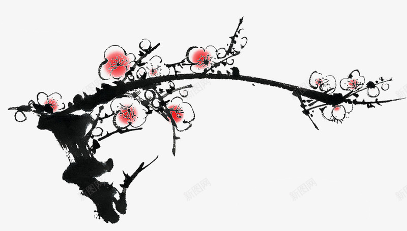 手绘白色水墨梅花png免抠素材_新图网 https://ixintu.com 梅花 水墨 白色