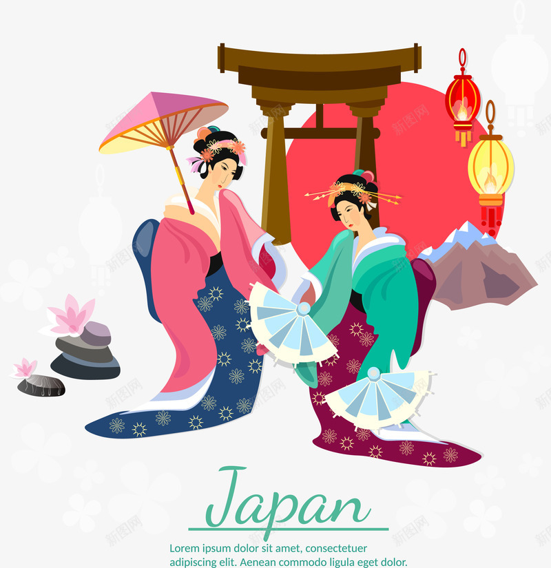 日本风情人物png免抠素材_新图网 https://ixintu.com 人物 旅行 日本 风情