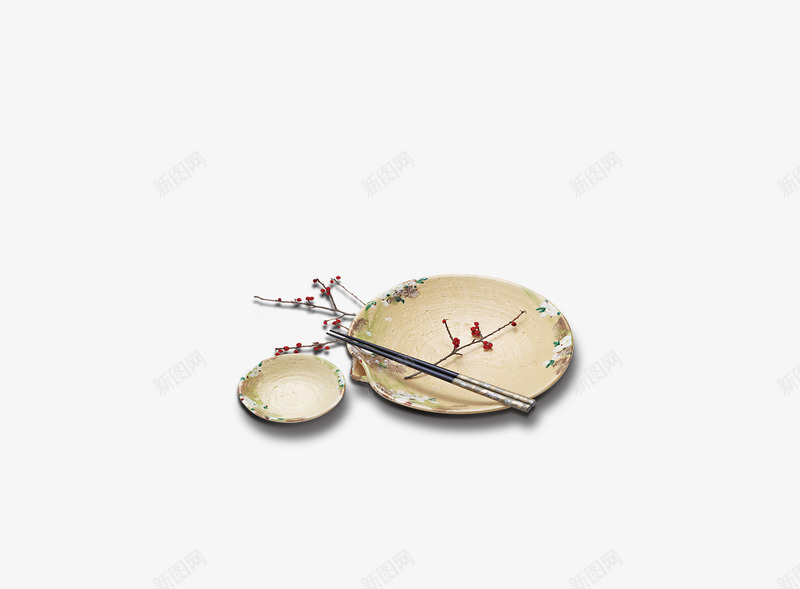 碟子png免抠素材_新图网 https://ixintu.com 复古 梅花 筷子 餐具