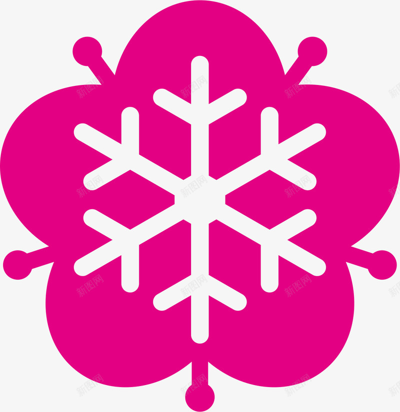梅花雪花png免抠素材_新图网 https://ixintu.com 梅花 粉色 花朵 花瓣 雪花