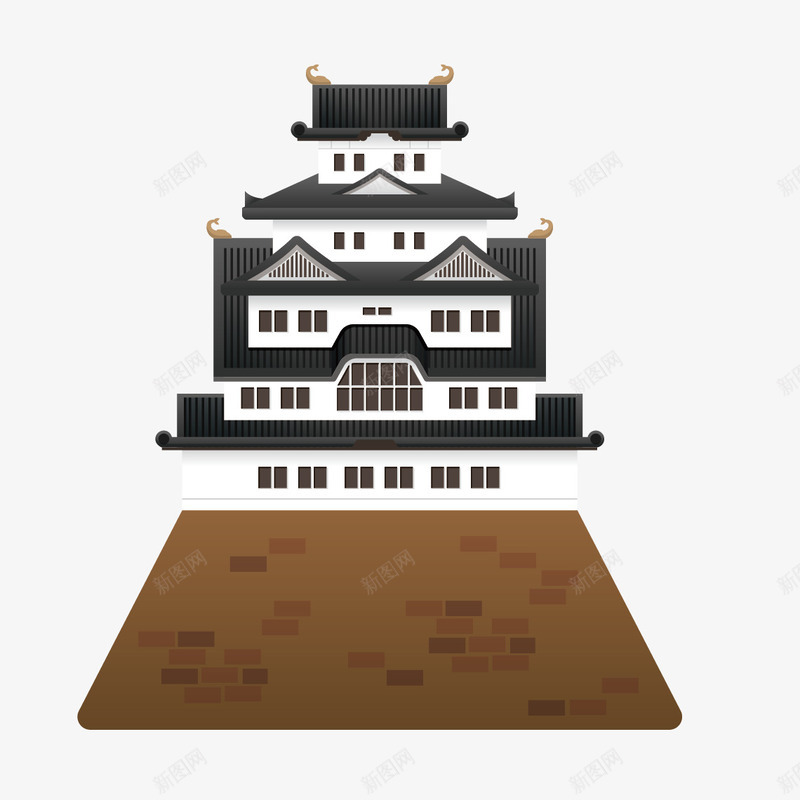 日本和风花纹png免抠素材_新图网 https://ixintu.com 卡通 和风 和风花纹 建筑 日本