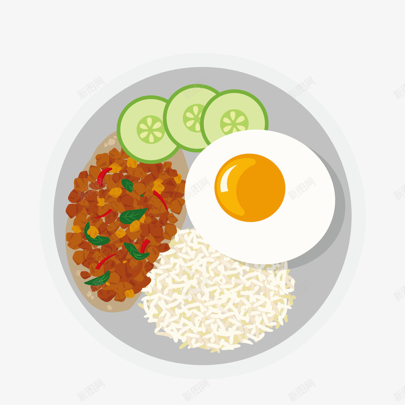 手绘美食煎蛋装饰png免抠素材_新图网 https://ixintu.com 卡通装饰 广告设计 文艺清新风插画 海报设计 煎蛋 盘子 米饭