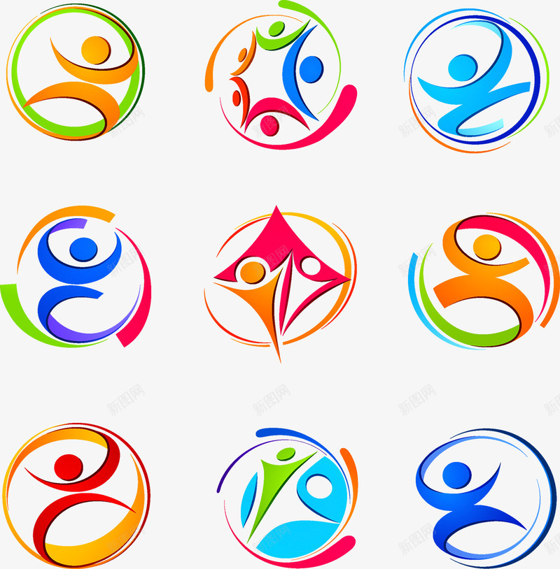 抽象运动图案矢量图图标ai_新图网 https://ixintu.com 人物 体育 图标 图案 抽象 运动 矢量图