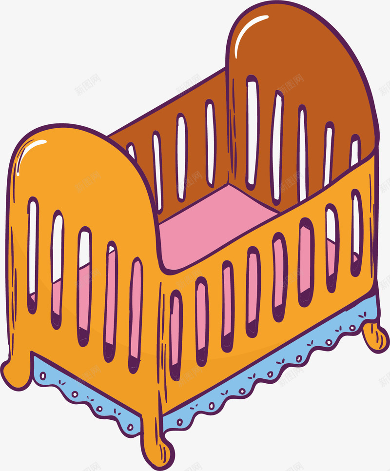 黄色的婴儿床矢量图ai免抠素材_新图网 https://ixintu.com 婴儿床 抽象 橘黄色 母婴 粉红色 蓝色 矢量图