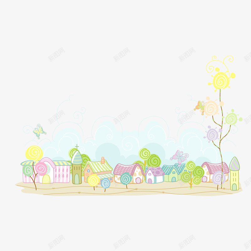 线条风景插画png免抠素材_新图网 https://ixintu.com 卡通画 彩铅画 水彩画 矢量风景 线条风景插画