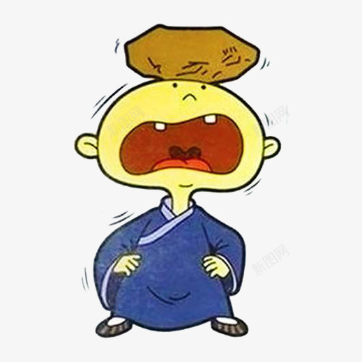 手绘顶石头的小和尚png免抠素材_新图网 https://ixintu.com 卡通小和尚 小和尚 小沙弥 手绘和尚 手绘小和尚 插画 漫画
