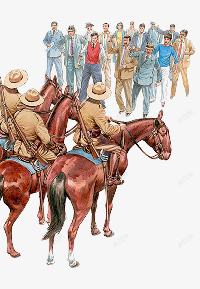 欧洲中世纪插画png免抠素材_新图网 https://ixintu.com 兵马 士兵 手绘 枪械 水彩画