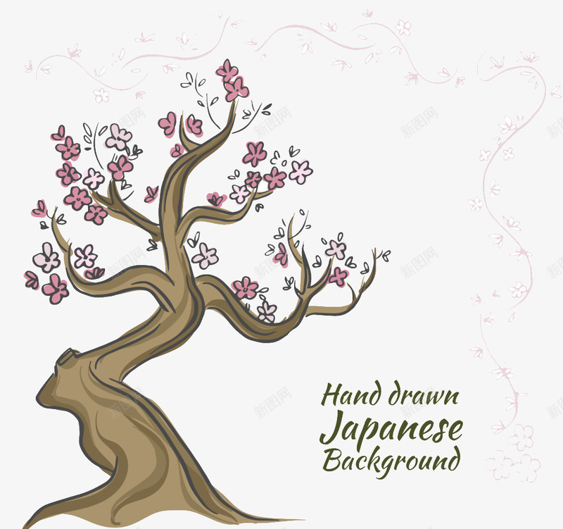 手绘日本树背景矢量图ai免抠素材_新图网 https://ixintu.com 卡通树矢量素材 手绘树背景矢量素材 日本树矢量素材 矢量图