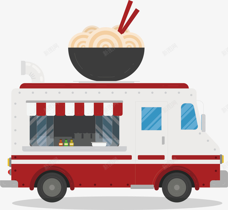 水彩面条餐车矢量图ai免抠素材_新图网 https://ixintu.com 创意 卡通 手绘 水彩 设计 面条 餐车 矢量图