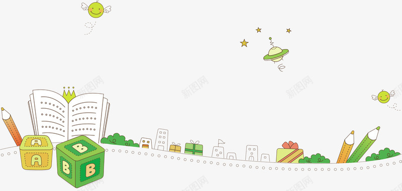 可爱的卡通边条图案png免抠素材_新图网 https://ixintu.com 卡通图案 教育 花纹 边框