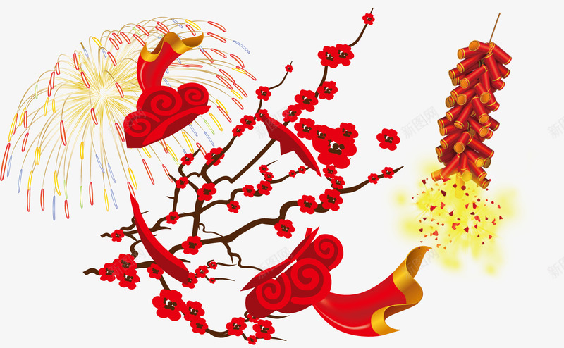烟花热闹非凡png免抠素材_新图网 https://ixintu.com 张灯结彩 烟花 鞭炮
