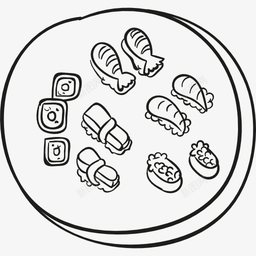 寿司组合图标png_新图网 https://ixintu.com 日本东方 日本食品 食品 餐厅 鱼
