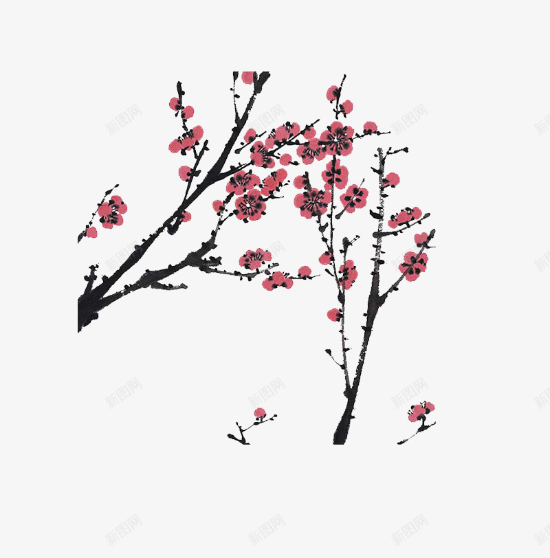 梅花彩绘png免抠素材_新图网 https://ixintu.com 一朵梅花 中国风 古风 喜庆 年味 梅花 水墨 红色 腊梅 节日