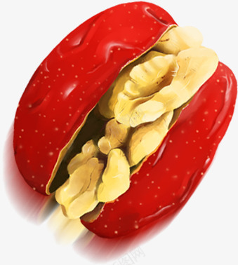 手绘枣夹核桃零食png免抠素材_新图网 https://ixintu.com 核桃 零食