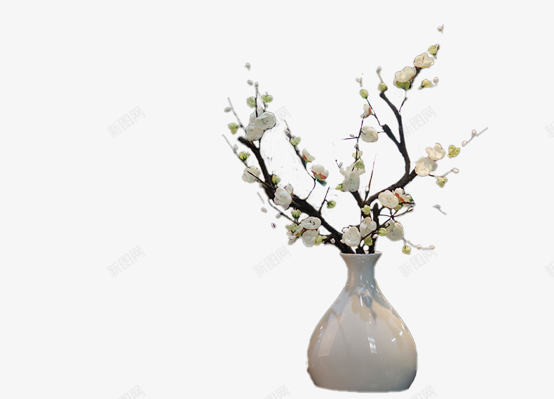 白色带瓶梅花png免抠素材_新图网 https://ixintu.com 免扣 带瓶 梅花 白色