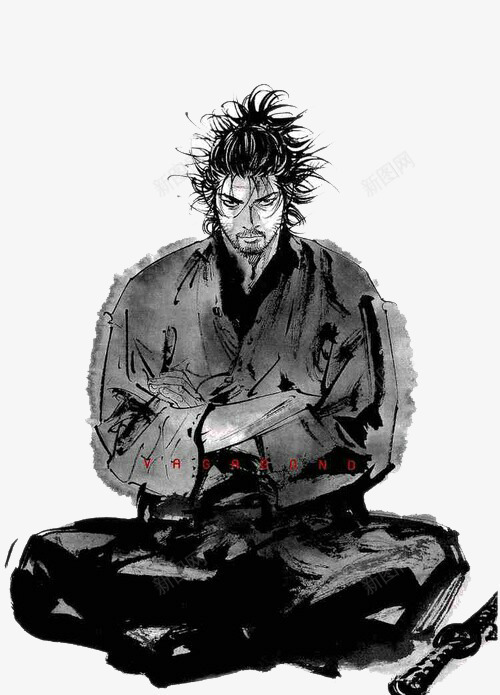 水墨武士png免抠素材_新图网 https://ixintu.com 日本 武士 武士道 水墨