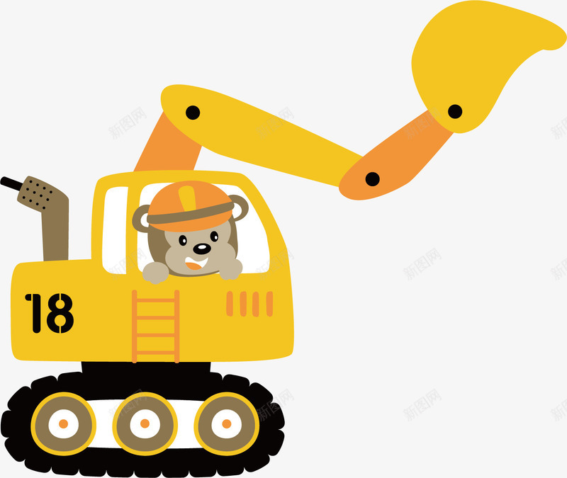 小熊开挖机矢量图ai免抠素材_新图网 https://ixintu.com 动物 卡通手绘 可爱 工具 抽象 象征 矢量图