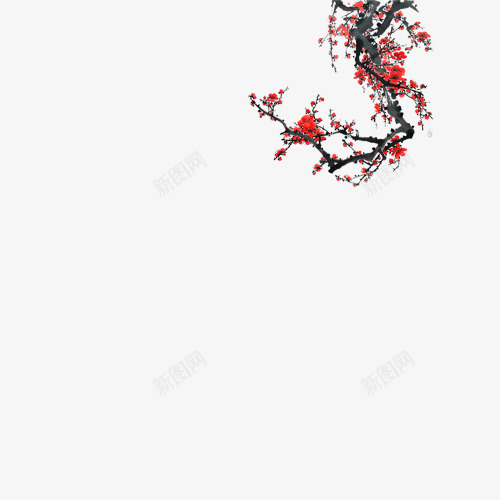 梅花水墨花古典小饰物png免抠素材_新图网 https://ixintu.com 古典小饰物 梅花 水墨花