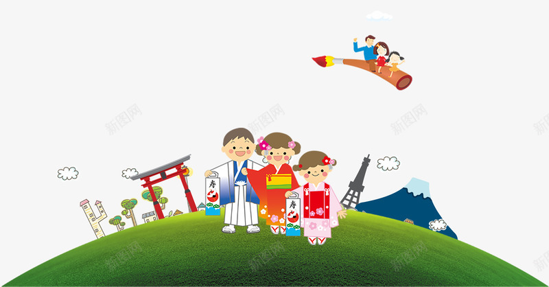 日本旅游卡通背景png免抠素材_新图网 https://ixintu.com 卡通日本旅游背景 旅游卡通背景 日本旅游 日本旅游背景