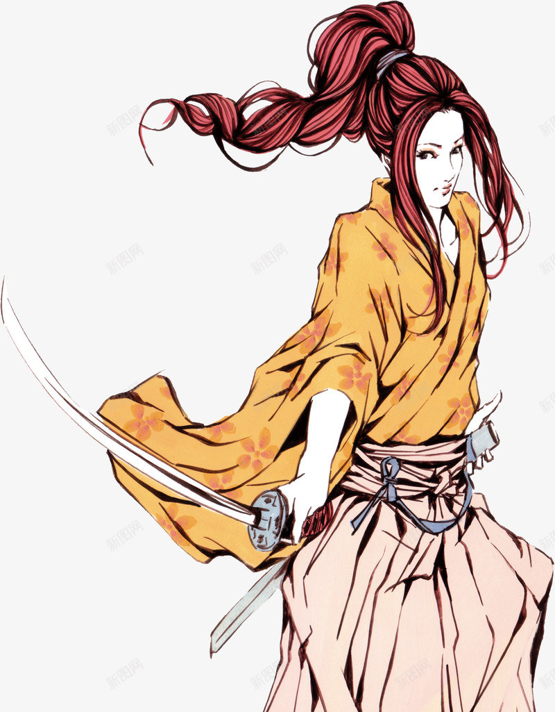 日本水彩武士png免抠素材_新图网 https://ixintu.com