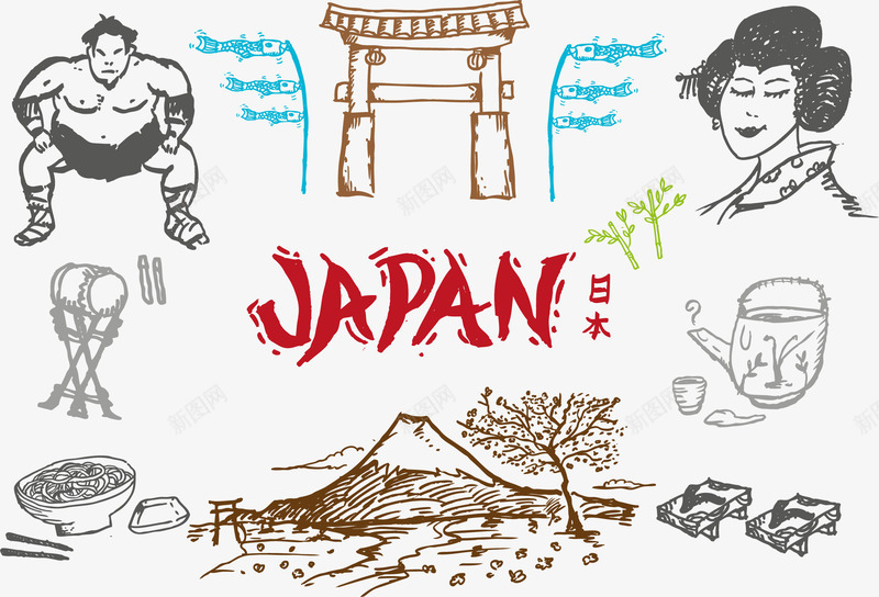 日本旅游元素png免抠素材_新图网 https://ixintu.com 旅游景点 日本 相扑