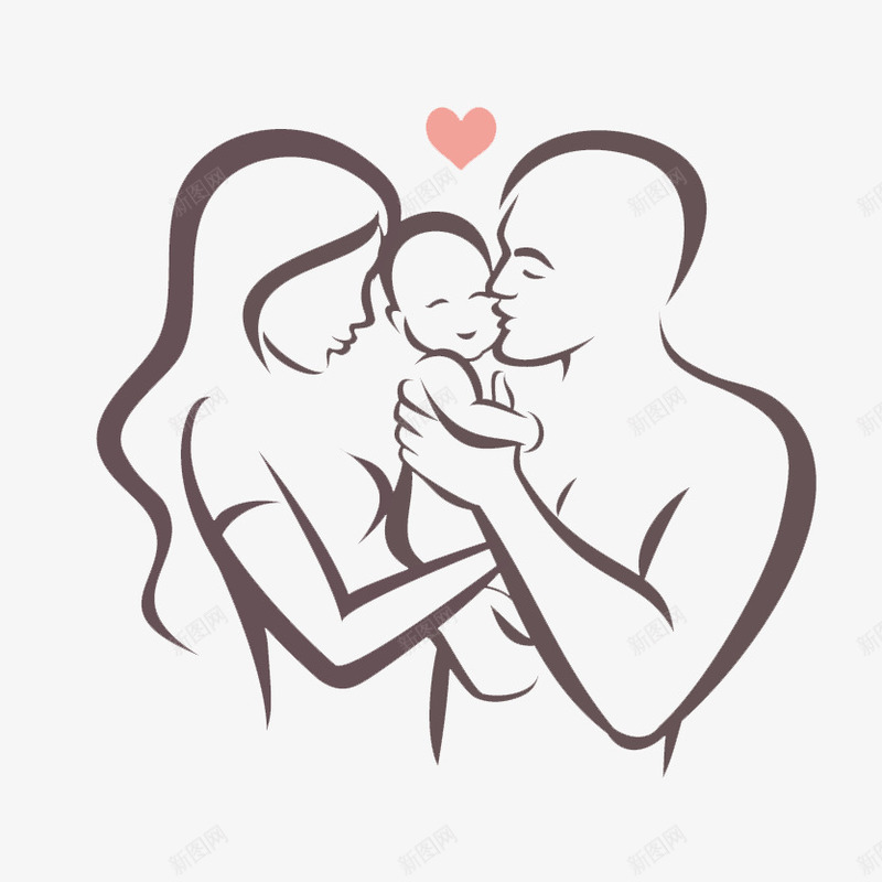 时尚线性家庭人物绘画png免抠素材_新图网 https://ixintu.com 呵护 婴儿 家庭人物标志 幸福家庭 彩色 我的家人 线条