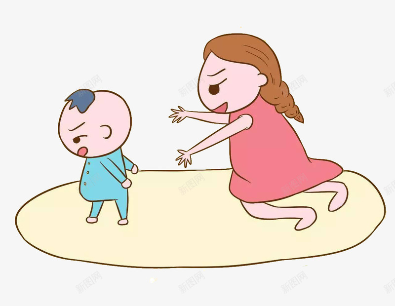宝宝学走路png免抠素材_新图网 https://ixintu.com PNG素材 卡通 妈妈教小孩走路 宝宝走路 教育素材