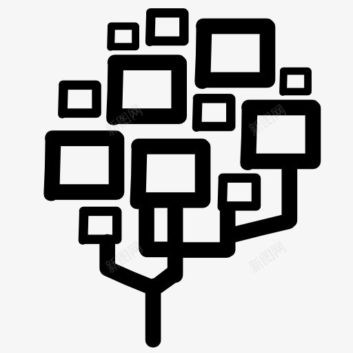 方形抽象大树图标png_新图网 https://ixintu.com 树 树木