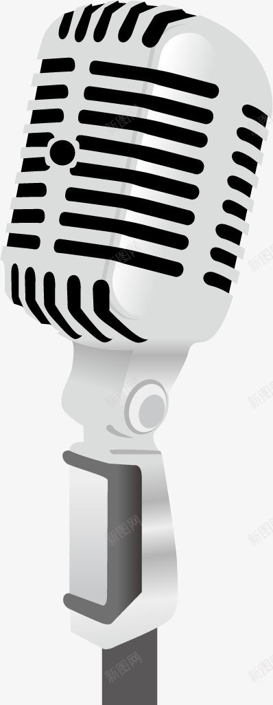 音乐话筒矢量图ai免抠素材_新图网 https://ixintu.com 话筒 银色 音乐 矢量图