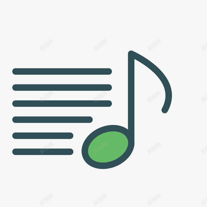 绿色音乐符号png免抠素材_新图网 https://ixintu.com 列表 层次 手绘 播放 线稿 绿色 音乐