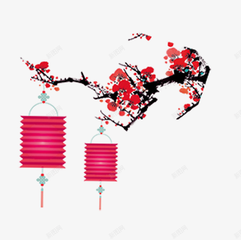 中国风梅花灯笼png免抠素材_新图网 https://ixintu.com 中国风 新年 梅花 灯笼 节日
