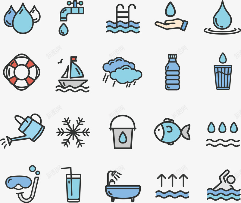 水滴和自来水矢量图eps免抠素材_新图网 https://ixintu.com 水 水滴 浴缸 浴缸png 浴缸矢量图 矢量图