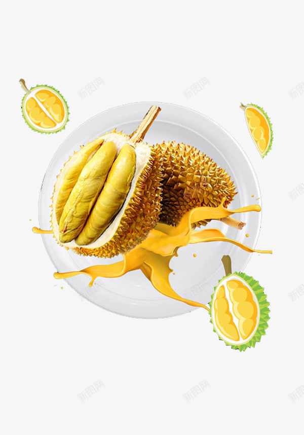 泰式榴莲缤纷水果套餐png免抠素材_新图网 https://ixintu.com 传单 宣传 插画 榴莲 水果 泰国 泰国榴莲 海报 缤纷 餐盘