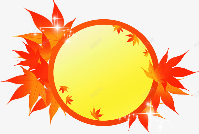 金秋吊牌枫叶圆环png免抠素材_新图网 https://ixintu.com 枫叶 金秋