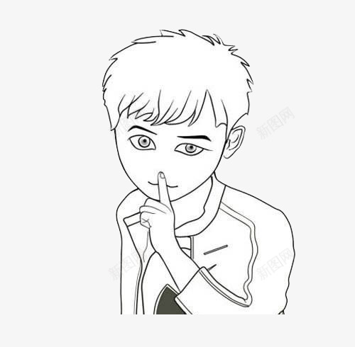 手绘男孩png免抠素材_新图网 https://ixintu.com 嘘 安静 手势 手绘 紧闭嘴巴 闭嘴