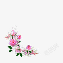 粉红玫瑰花角边装饰png免抠素材_新图网 https://ixintu.com 玫瑰花 粉红 装饰