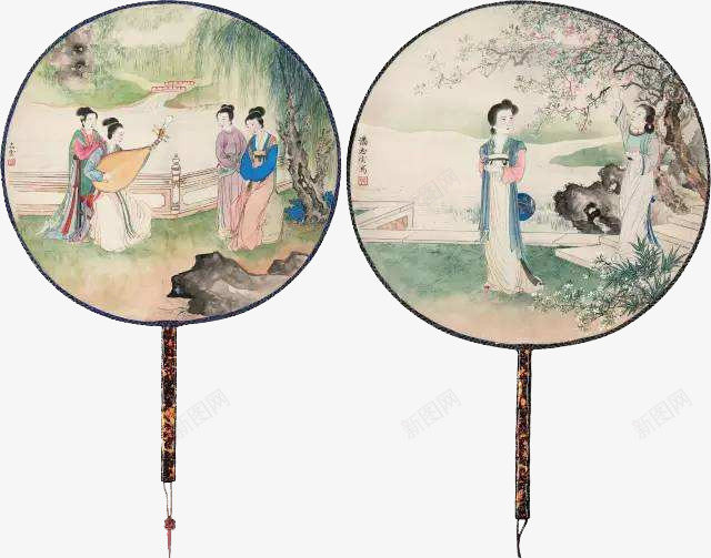实物古代团扇手绘仕女psd免抠素材_新图网 https://ixintu.com 两把扇子 仕女 古代 团扇 国画 扇子 手绘团扇